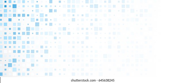 White banner with blue geometric squares pattern. Vector paper illustration.