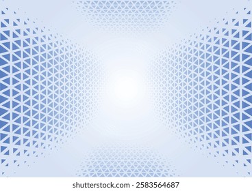 The white banner with blue triangle halftone pattern design is a striking vector art piece that combines simplicity with modern aesthetics. the triangles a dynamic and textured appearance.