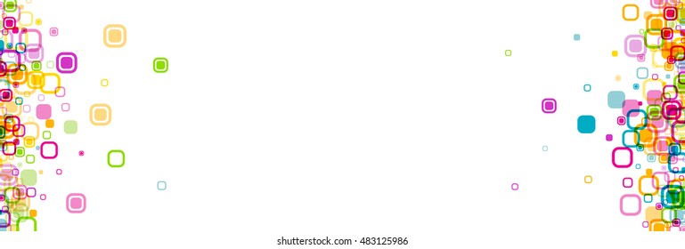 Banner blanco con un patrón geométrico de color. Ilustración de papel vector.