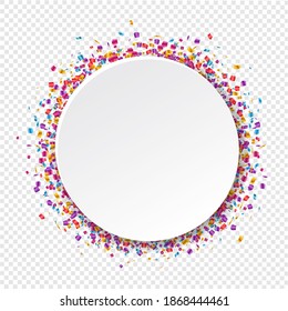 White Banner With Confetti Isolated Transparent Background, Vector Illustration