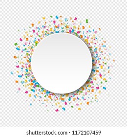 White Banner With Confetti Transparent Background With Gradient Mesh, Vector Illustration