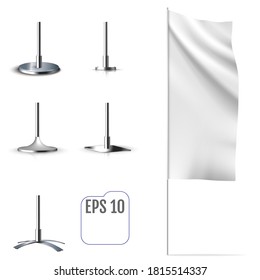 White banner flag. Realistic mockup of banner flag.