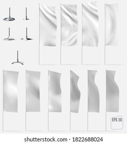 White banner flags. Realistic mockups