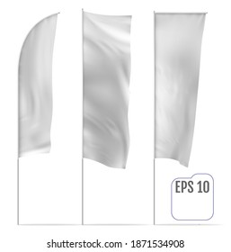 White banner flags. Vector set