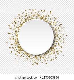 White Banner With Golden Confetti Transparent Background With Gradient Mesh, Vector Illustration