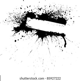 White banner on black ink blot