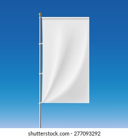 White banner on the flagpole. Vector Image.