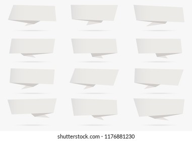 white banner origami ribbon paper infographic collection isolated on white background