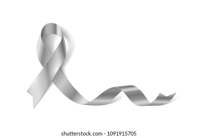 White Banner with Parkinson Disease Awareness Realistic Ribbon. Design Template for Websites Magazines