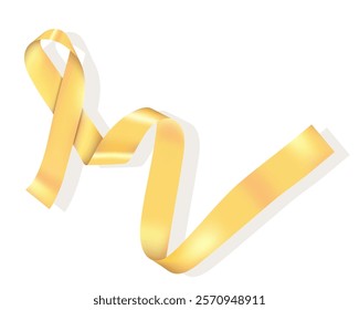 A white banner with a realistic gold ribbon informing about childhood cancer. A template for designing infographics or websites, magazines.