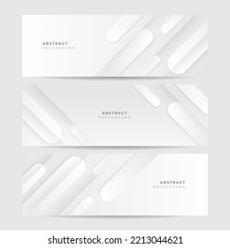 White banner set with abstract geometric design. Vector illustration white background