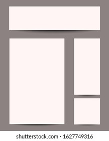 White banner template. Set of banners with shadow.