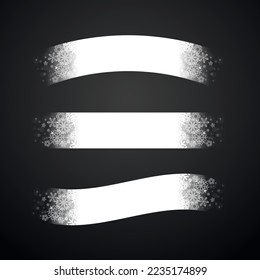 White Banners Set with Snowflakes Gradient on Black Background