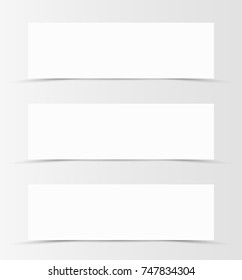 White banners with shadows, material design vector illustration. EPS10