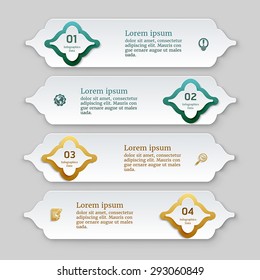 White banners template with Persian arabesque design
