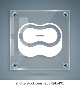 White Bar of soap icon isolated on grey background. Soap bar with bubbles. Square glass panels. Vector
