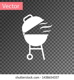 White Barbecue grill icon isolated on transparent background. BBQ grill party. Vector Illustration