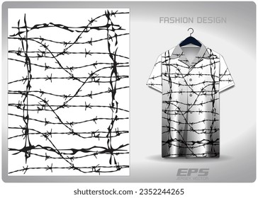 white barbed wire fence patterned Hawaiian shirt vector background image For making backgrounds for aloha shirt wallpaper or various backdrops.