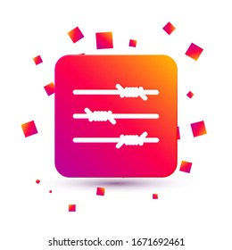 Icono de alambre blanco aislado en fondo blanco. Botón Color cuadrado.  Ilustración vectorial