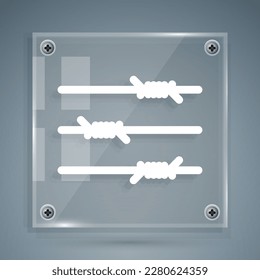 Weißes, gegrilltes Drahtsymbol einzeln auf grauem Hintergrund. Viereckige Glasplatten. Vektorgrafik