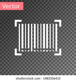 White Barcode icon isolated on transparent background.  Vector Illustration