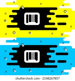 Icono de código de barras blanco aislado en fondo negro.  Vector