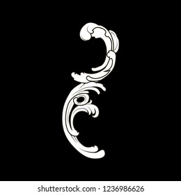 White Baroque floral elements vector