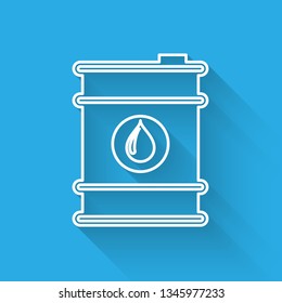 White Barrel oil icon isolated with long shadow. Vector Illustration