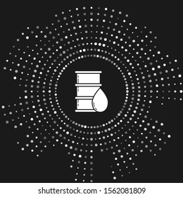 White Barrel oil icon isolated on grey background. Abstract circle random dots. Vector Illustration
