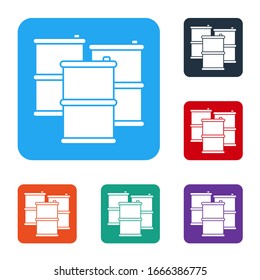 White Barrel oil icon isolated on white background. Set icons in color square buttons. Vector Illustration