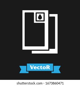 White Barrel oil icon isolated on black background.  Vector Illustration