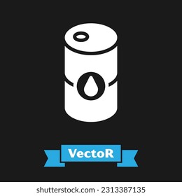White Barrel oil icon isolated on black background.  Vector