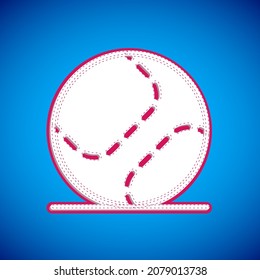 Icono de la pelota blanca de béisbol aislado en fondo azul.  Vector