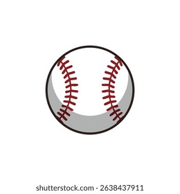 white baseball ball with red stitches. Vector illustration with isolated elements