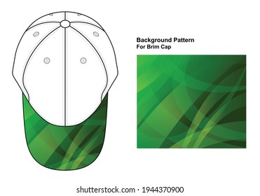 White Baseball Cap Design With Green Curve Gradient Abstract Background Pattern Vector On Brim Cap.