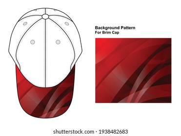 White Baseball Cap Design With Red Curve Gradient Abstract Background Pattern Vector On Brim Cap.