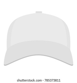 White baseball cap in front icon. Flat illustration of white baseball cap in front vector icon for web.