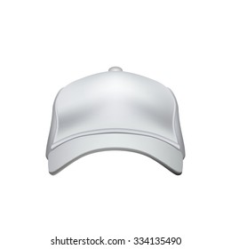 White Baseball Cap Isolated on White Background Vector illustration