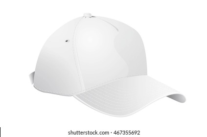 White Baseball Cap isolated on White Background as a sports symbol. Unisex Outdoor Sport Baseball, Golf, Tennis, Hiking, Uniform Cap Hat. Mock Up Template Ready For Your Design. Vector Illustration
 - Shutterstock ID 467355692