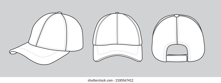 White Baseball Cap Line Vector Illustration Stock Vector (Royalty Free ...