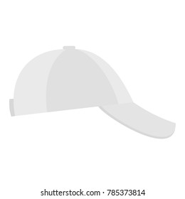 White baseball cap on side icon. Flat illustration of white baseball cap on side vector icon for web.