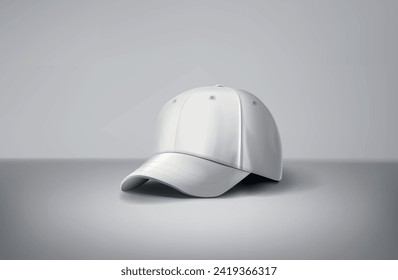 
White baseball caps mock up a gray background. For branding and advertising.