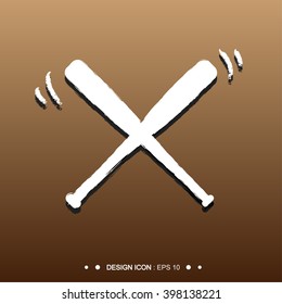 White Baseball Crossed Bats Vector EPS10, Great for any use.