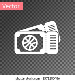 White Basketball game ticket icon isolated on transparent background.  Vector Illustration