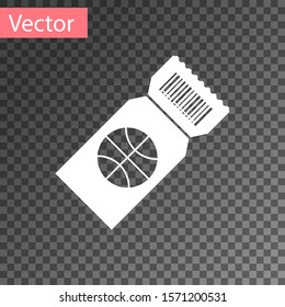 White Basketball game ticket icon isolated on transparent background.  Vector Illustration