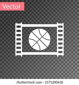 White Basketball game video icon isolated on transparent background.  Vector Illustration
