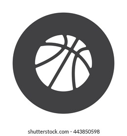 White Basketball icon on black button isolated on white