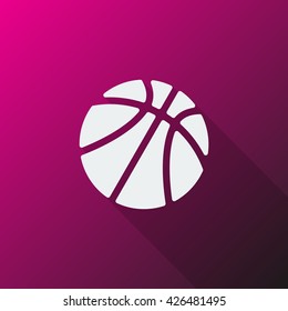 White Basketball icon on pink background