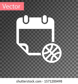 White Basketball on sport calendar icon isolated on transparent background.  Vector Illustration