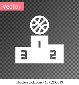 White Basketball over sports winner podium icon isolated on transparent background.  Vector Illustration